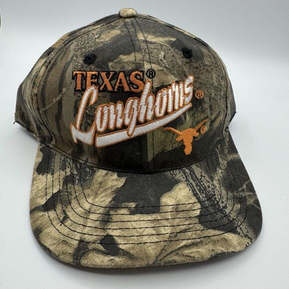 Vintage 90s Texas Longhorns Mossy Oak Camo Snapback Hat UT Outdoor Caps - Picture 1 of 12